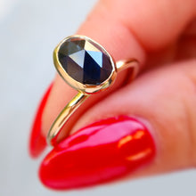 Load image into Gallery viewer, Sapphire 14K solid yellow gold ring. Size 6.5