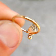 Load image into Gallery viewer, Number 8 mine turquoise and white rosecut diamond ring in 14K solid yellow gold. Size 6.5