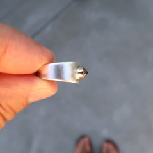 Load image into Gallery viewer, Sapphire mixed metal 14K and sterling silver wide band ring. Size 8