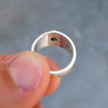 Load image into Gallery viewer, Sapphire mixed metal 14K and sterling silver wide band ring. Size 8