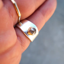 Load image into Gallery viewer, Sapphire mixed metal 14K and sterling silver wide band ring. Size 8