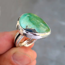 Load image into Gallery viewer, Damele variscite sterling silver statement ring. Size 8.25