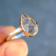 Load image into Gallery viewer, Rutilated Quartz  mixed metal 14K yellow gold sterling silver ring. Size 7