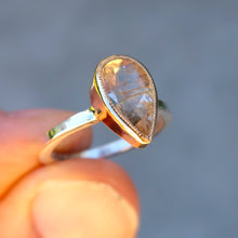 Load image into Gallery viewer, Rutilated Quartz  mixed metal 14K yellow gold sterling silver ring. Size 7