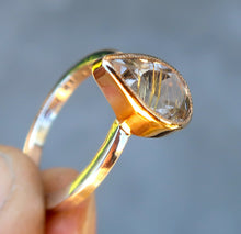 Load image into Gallery viewer, Rutilated Quartz  mixed metal 14K yellow gold sterling silver ring. Size 7