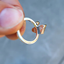 Load image into Gallery viewer, Ruby crystal and salt & pepper rosecut diamond mixed metal 14K yellow gold sterling silver ring. Size 6.5