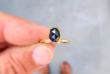 Load image into Gallery viewer, Sapphire 14K solid yellow gold ring. Size 6.5