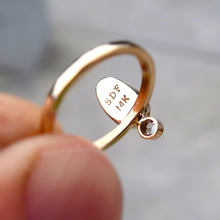 Load image into Gallery viewer, Rare Blue Damele Turquoise and White Rosecut Diamond Ring in 14K solid yellow gold. Size 4.5