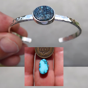 Gemstone Sterling Silver Hammered Cuff