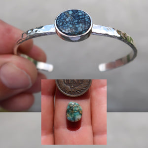 Gemstone Sterling Silver Hammered Cuff