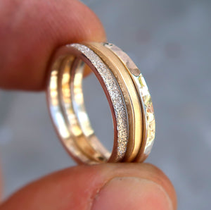 14K yellow gold sterling silver stacking set