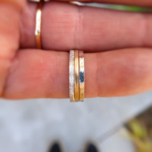 14K yellow gold sterling silver stacking set