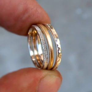 14K yellow gold sterling silver stacking set