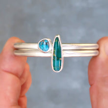 Load image into Gallery viewer, Nevada turquoise sterling silver stacking cuff set
