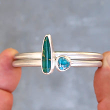 Load image into Gallery viewer, Nevada turquoise sterling silver stacking cuff set
