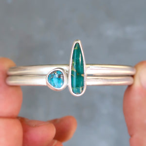 Nevada turquoise sterling silver stacking cuff set