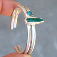 Load image into Gallery viewer, Nevada turquoise sterling silver stacking cuff set
