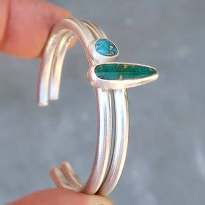 Nevada turquoise sterling silver stacking cuff set