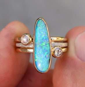 Australian opal and diamond ring set