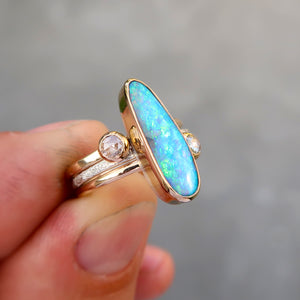 Australian opal and diamond ring set