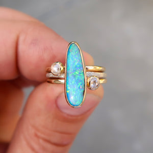 Australian opal and diamond ring set