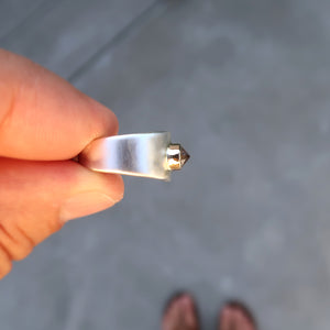 Sapphire mixed metal 14K and sterling silver wide band ring. Size 8