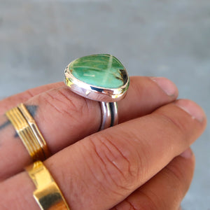 Damele variscite sterling silver statement ring. Size 8.25