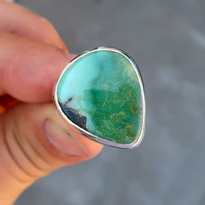 Damele variscite sterling silver statement ring. Size 8.25