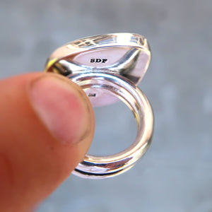 Damele variscite sterling silver statement ring. Size 8.25