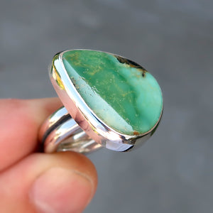 Damele variscite sterling silver statement ring. Size 8.25