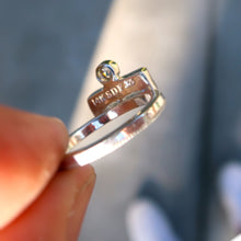 Load image into Gallery viewer, Black onyx and white rosecut diamond mixed metal 14K yellow gold sterling silver ring. Size 6.5
