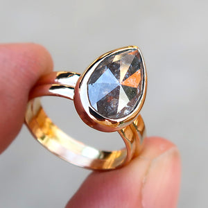 Salt and Pepper Diamond in 14K Solid Yellow Gold. Size 4.75